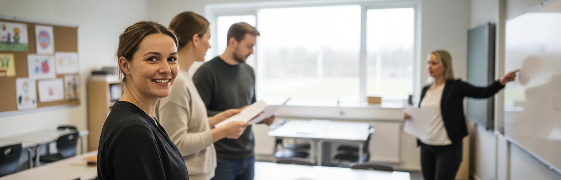 Leder og medarbejdere i dialog på et møde om arbejdsmiljø
