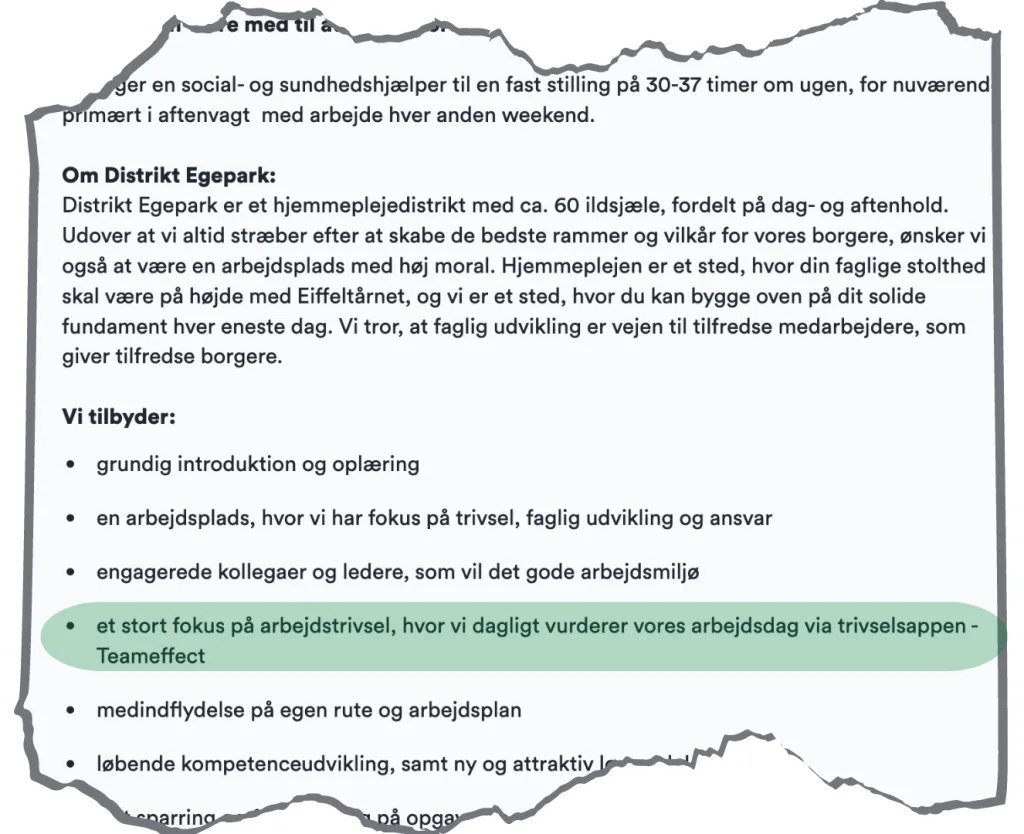 eksempel fra jobopslag nyborg hjemmepleje