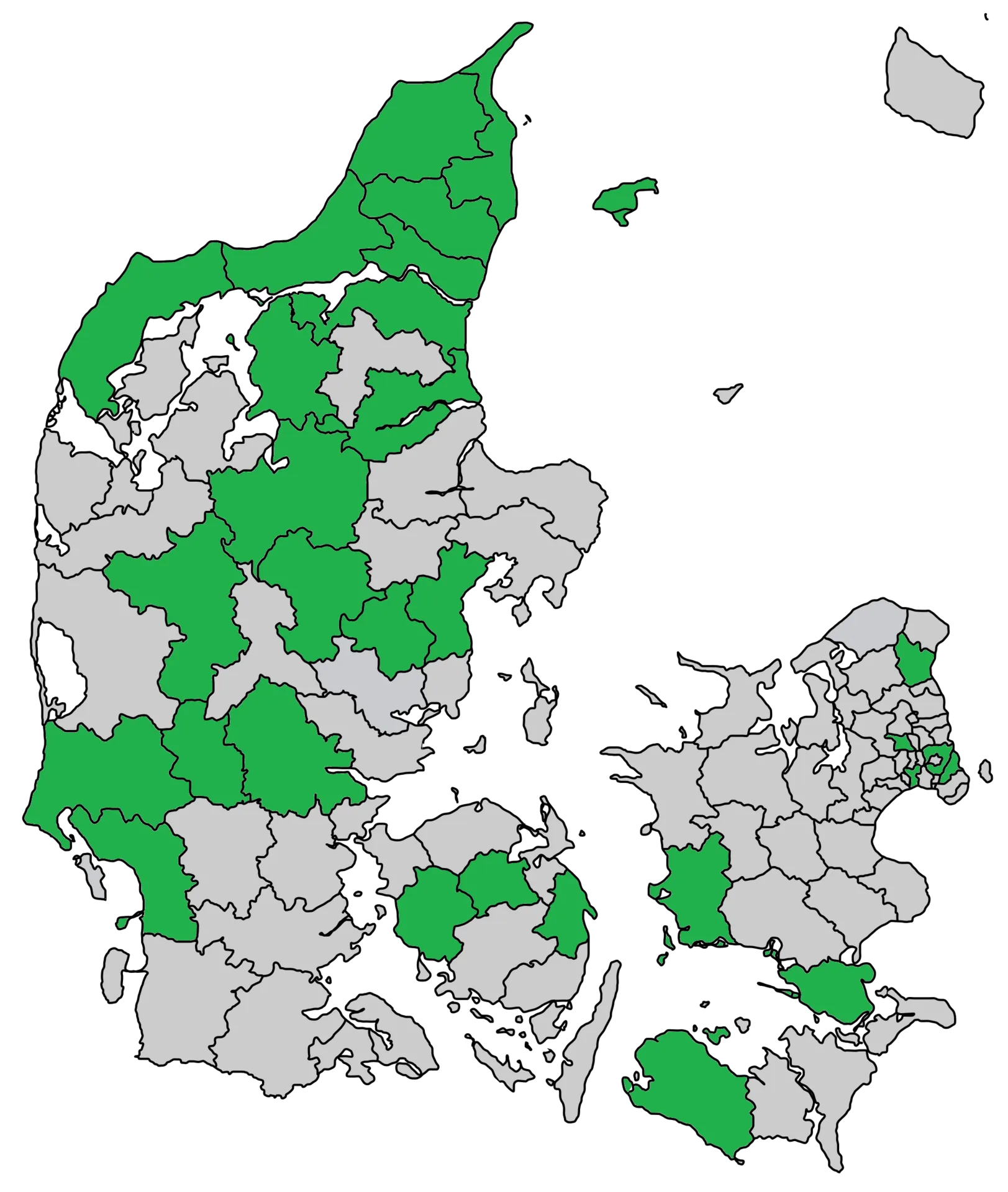 Kommunekort med alle organisationer der bruger TeamEffect